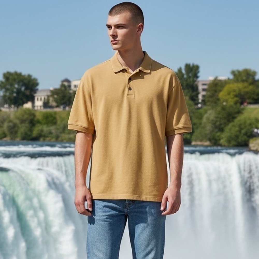 Tommy Bahama Mens Silk Cotton Blend Short Sleeve Polo Shirt Mustard Yellow M